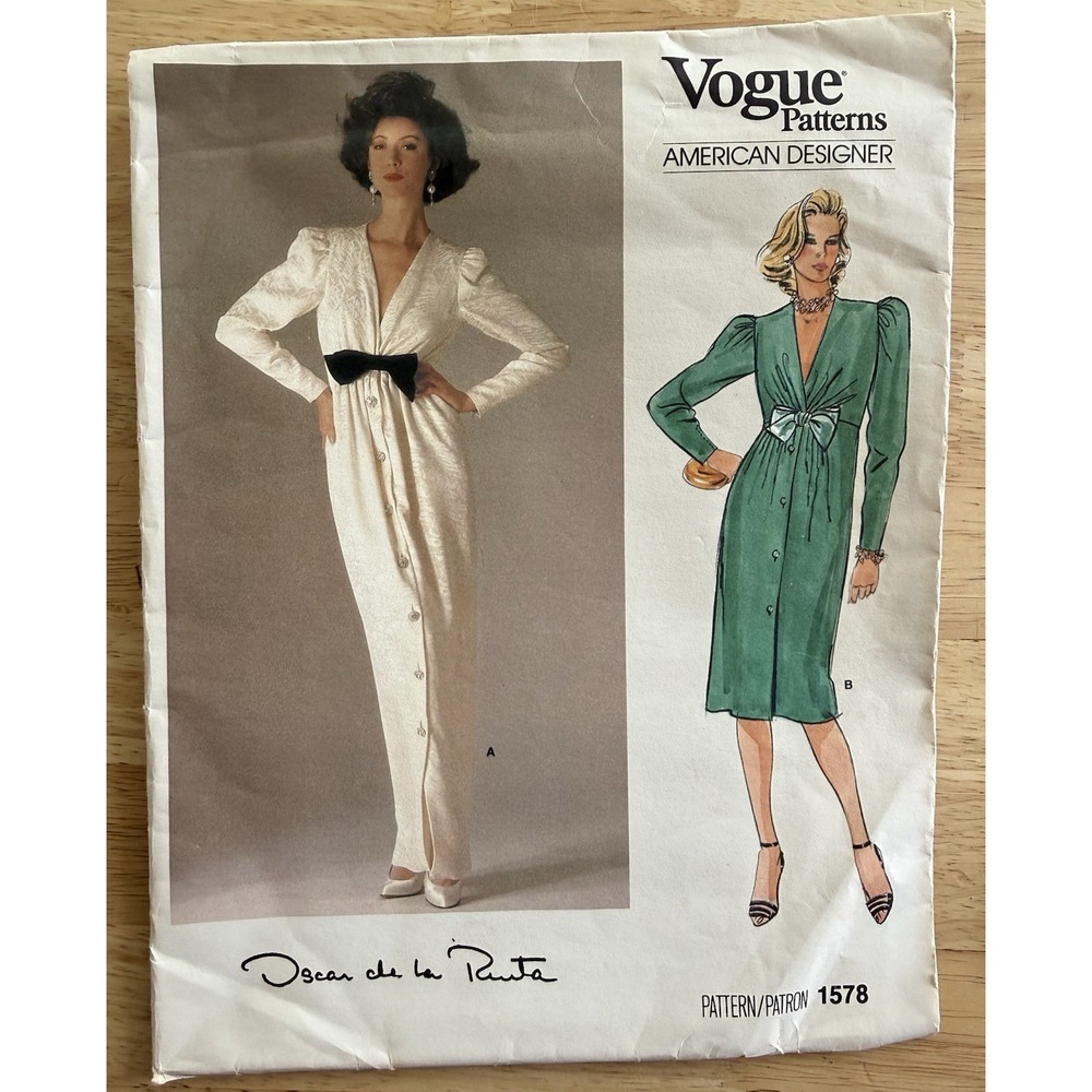 Vogue American Designer Oscar de la Renta Pattern Loose-Fit Straight Dress Sz 12